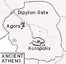 Map of Ancient Athens showing site of Dipylon Gate