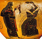 Detail from Athenian black-figure clay vase about 575-525 BC, Paris, Cabinet des Médailles 222