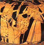 Detail from an Athenian red-figure clay vase, about 470-450 BC. London, British Museum E182