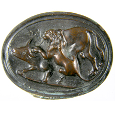 Cameo. Lion and bull